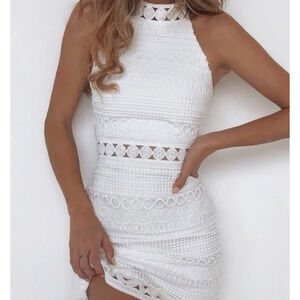 Two Sisters The Label Rivers White Lace Halter Dress Women’s Size Small 4